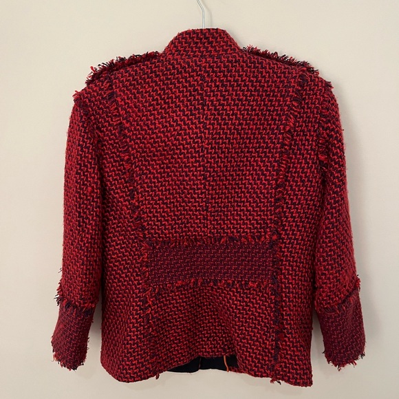 ❤️❤️❤️ TORY BURCH Red & Black Tweed Jacket. - Picture 2 of 5